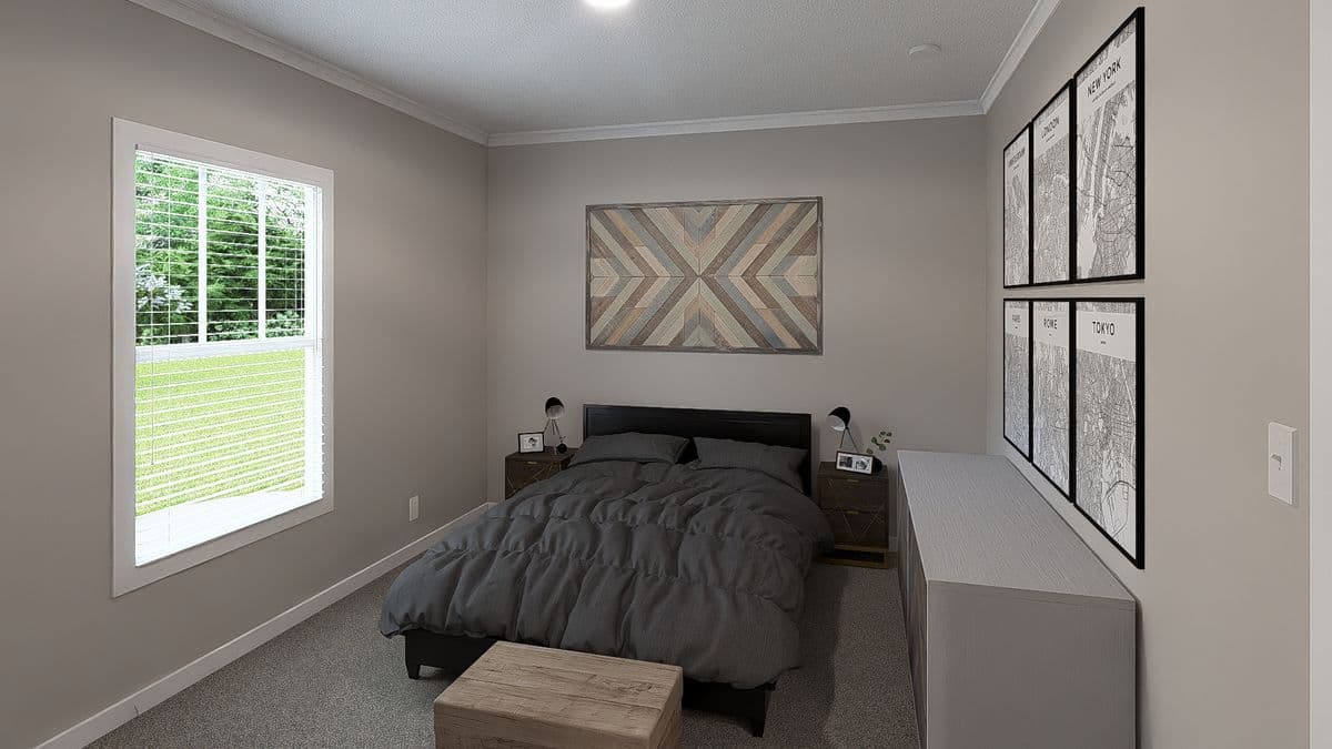 The hexagon bedroom home features